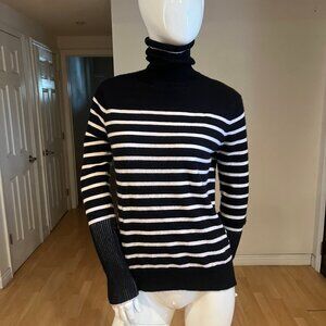 $300 LA LIGNE CASHMERE TURTLENECK STRIPE SWEATER SIZE S SMALL